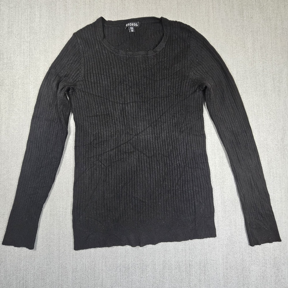 George Womens Basic Black Sweater Long Sleeve Crew Neck Sz XL